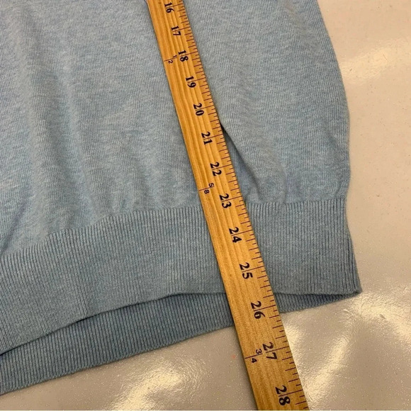 Tommy Hilfiger V Neck Sweater Men Medium Blue 100% Cotton Stretch Logo - Picture 10 of 10